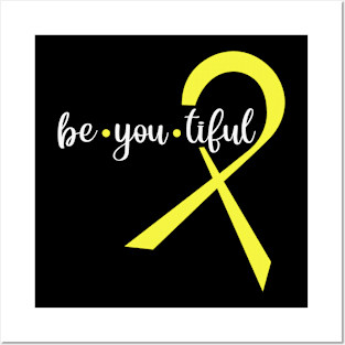 Be You Tiful Hydrocephalus Awareness Yellow Ribbon Warrior Support Survivor Posters and Art